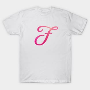 Letter F Monogram, Pink Color Personalized Design T-Shirt